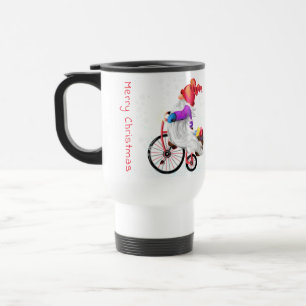 Gnome de Mug Voyage de Noël avec vélo et cadeau