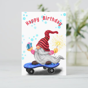 Gnome de Noël avec cadeau amusant carte d'annivers