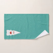 Gnome de Noël avec coeur Turquoise (Serviette à main)