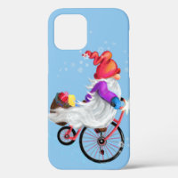 Gnome de Noël avec coque iphone vélo et cadeau