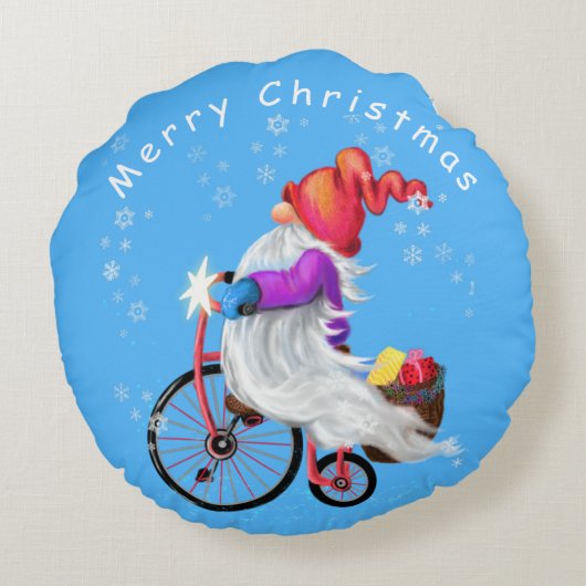 Gnome de Noël avec Coussin à vélo et cadeau (Dos)