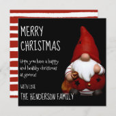 Gnome de Noël du Père Noël | Carte de vacances de  (Devant / Derrière)
