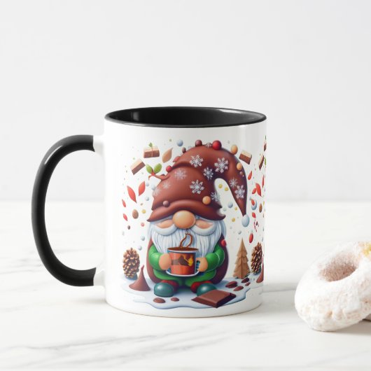 Gnome de Noël Énorme chocolat chaud café Mug (Avec donut)