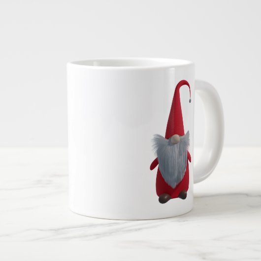 Gnome de Noël mignonne Monogramme Géant Mug café (Devant droit)