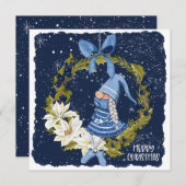 Gnome de Noël sur la carte de Noël Wreath (Devant / Derrière)