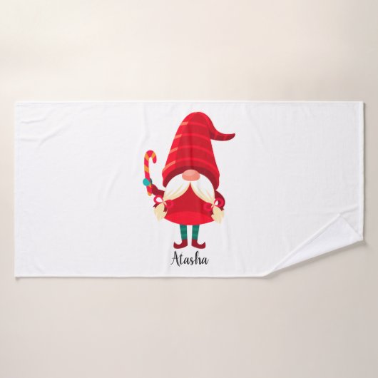 Gnome De Noël Tenant Un Sucre de canne (Serviette de bain)