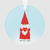 Gnome de Noël tenir un coeur sur bleu clair (dos)