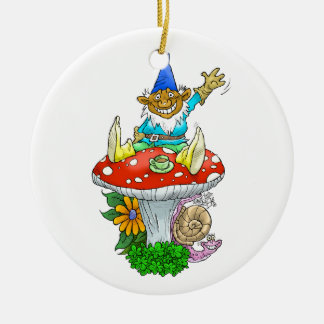 Gnome de ondulation sur un ornement rond