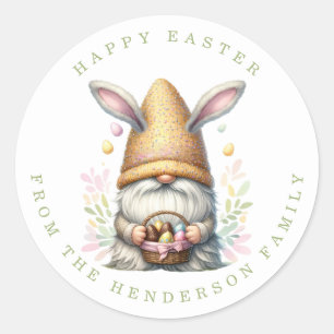 Gnome de Pâques Nom personnalisé Stickers ronds