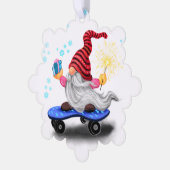 Gnome de patinage avec cadeaux Carte d'ornement de (Gauche)