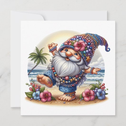 Gnome de Plage Précieux - Invitation au Thème (Devant)