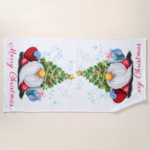Gnome de serviette de plage de Noël avec cadeau (Devant)