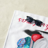 Gnome de serviette de plage de Noël avec cadeau (En situation)