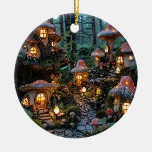 Gnome dorp op avond tijd keramisch ornament