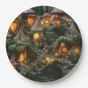 Gnome dorp papieren bordje