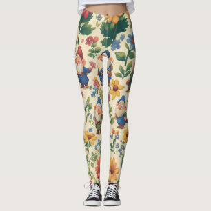 Gnome een bloem patroon ontwerp leggings