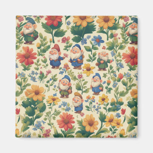Gnome een bloem patroon ontwerp magneet