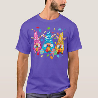 Gnome Egg Bunny Puzzle Ribbon Autisme Awareness Ea T-shirt