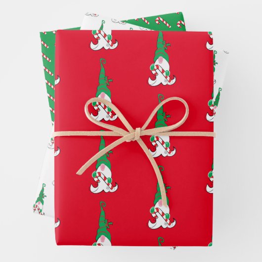 Gnome Elf Wrapping Paper Flat Sheet Set van 3 (In situ)