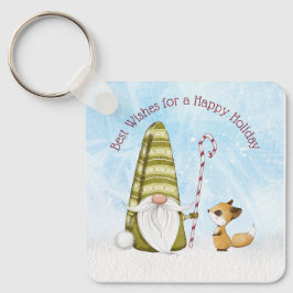 Gnome en Fox Best Wishes Happy Holiday Custom Sleutelhanger