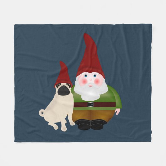 Gnome en Pug Fleece Blanket (Voorkant (Horizontaal))