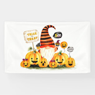 Gnome en Pumpkins Trick or treat Banner
