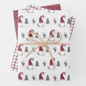 Gnome en rendieren, raster en stippen Scandinavisc Inpakpapier Vel (In situ)