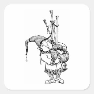 Gnome en Zijn Bagpipes Vierkante Sticker