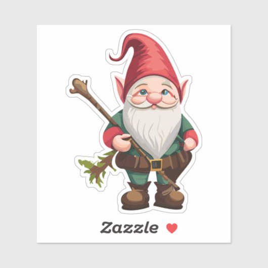 Gnome Explorer met wandelende wandelstok Sticker (Vel)