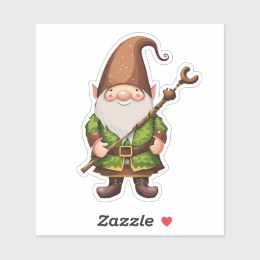 Gnome Explorer met wandelende wandelstok Sticker (Vel)