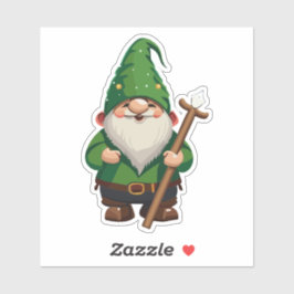 Gnome Explorer met wandelende wandelstok Sticker