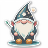 Gnome Explorer met wandelende wandelstok Sticker (Voorkant)