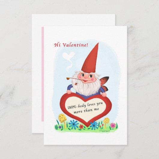Gnome Fairy Kleine Traditionele Valentijn Kaart (Voorkant / Achterkant)