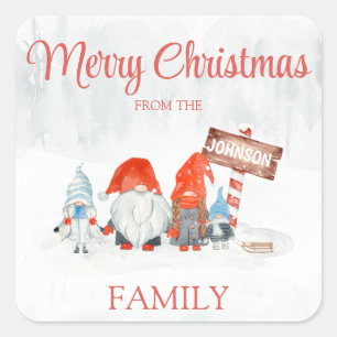 Gnome Familie van Vier Kerst sticker