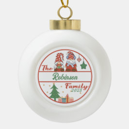 Gnome Family Kerstmis Keramische Bal Ornament