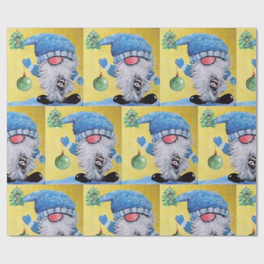Gnome & fret Kerst inpakpapier (Vlak)
