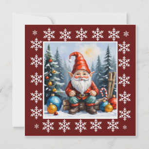 Gnome Funny Trendy Whimsical Fantasy Geen foto Feestdagenkaart