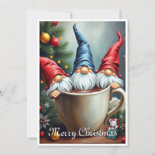 Gnome Funny Trendy Whimsical Fantasy Geen foto Feestdagenkaart