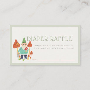 Gnome Garden Mushroom Green Diaper Raffle Ticket Informatiekaartje