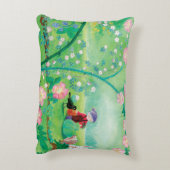 Gnome gardener, Blackbird, Hedgel & white Rabbit Accent Kussen (Achterkant (Verticaal))