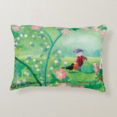 Gnome gardener, Blackbird, Hedgel & white Rabbit Accent Kussen (Achterkant)