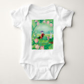 Gnome gardener, Blackbird, Hedgel & white Rabbit Romper (Voorkant)
