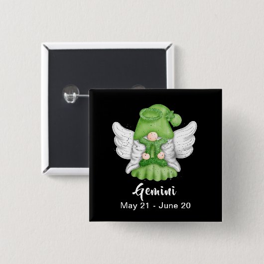 Gnome Gemini Astrology Sign Angel Pinback Button (Voorkant /achterkant)