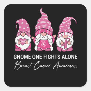 Gnome gevechten alleen familie die borstkanker aan vierkante sticker