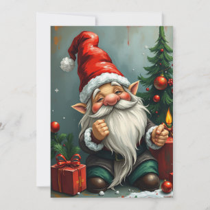 Gnome Grappig Trendy Whimsisch Fantasie Geen Foto Feestdagenkaart