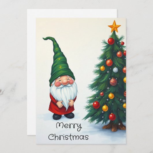 Gnome Grappig Trendy Whimsisch Fantasie Geen Foto Feestdagenkaart (Voorkant / Achterkant)