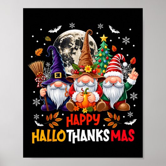 Gnome Hallothanksmas Halloween Thanksgiving Christ Poster (Voorkant)