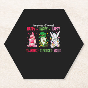Gnome Happy Valentijn St Patrick Paasgeluk Kartonnen Onderzetters