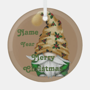 Gnome Holiday Kerstversiering Glas Ornament