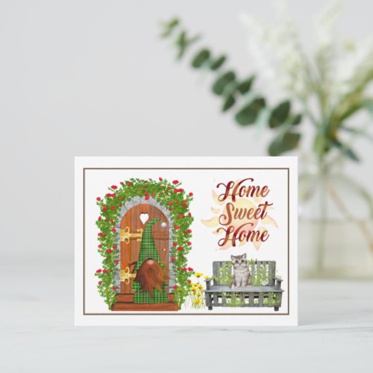 Gnome Home Sweet Home Adres Verandering Briefkaart (Staand voorkant)